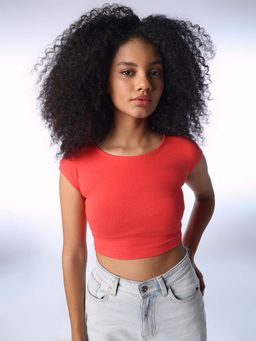 ONLY - Women'S Solid Slim Red T-Shirt