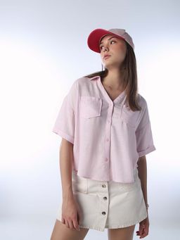 ONLY - Women'S Solid Oversized Light Pink Shirt