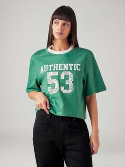Levi's - Green Women's Typography Printed Relaxed Fit T-Shirt