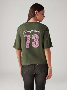 Levi's - Women'S Graphic Print Olive Relaxed Fit T-Shirts