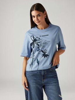 Levi's - Women'S Floral Light-Blue Relaxed Fit T-Shirts