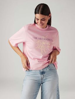 Levi's - Women'S Graphic Print Pink Relaxed Fit T-Shirts