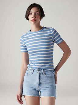 Levi's - Blue Women's Striped Slim Fit T-Shirt