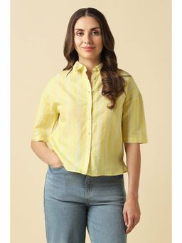 Allen Solly - Women Yellow Stripe Short Sleeves Shirt