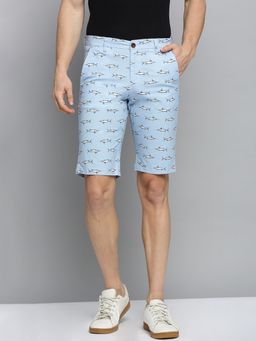 SHOWOFFFF - Mens Knee Length Printed Blue Mid Rise Regular Shorts
