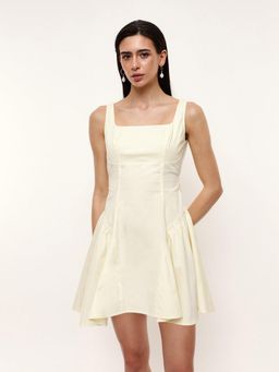 Dennis Lingo - Woman Solid Tie-Up Flared Mini Dress