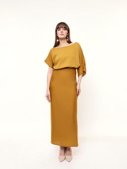 Dennis Lingo - Woman Solid Drop-Shoulder Satin Wrap Midi Dress