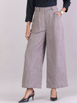 Powersutra - Textured Grey Chambray Double-Pleat Trousers With Pocket Details