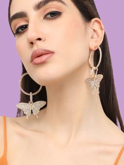 Sohi - Gold Plated Designer Stone Party Drop Earring For Women