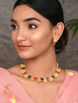 Silvermerc Designs - Gold Plated Laxmi Temple Jewellery Set