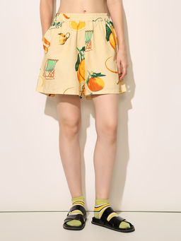 ONLY - Women'S Regular Fit Mid-Rise Yellow Shorts