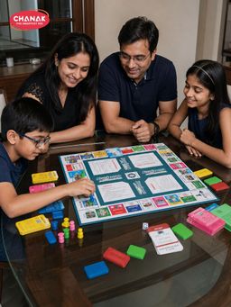 Chanak - 5 In 1 Business Game Board With Coins, Ludo, Cricket & Treasure Island Board