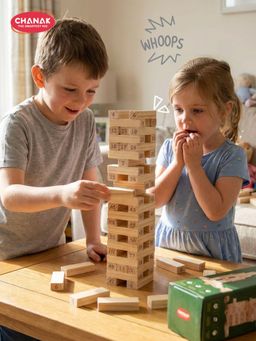 Chanak - 54 Piece Wooden Tumbling Tower Game For Adults And Kids