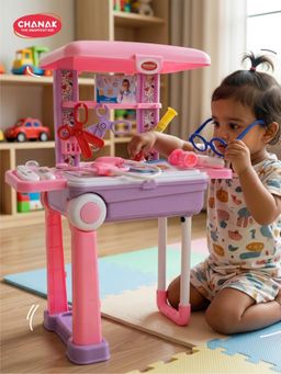 Chanak - Doctor Set With Pull & Push Trolley For Kids With Led Light Instruments