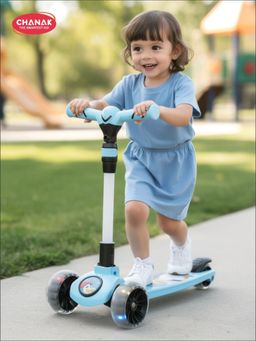 Chanak - Kick Scooter With Height Adjustable, 3 Led Light Wheels With Break