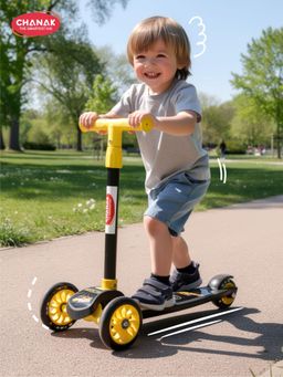 Chanak - Kick Scooter With Height Adjustable, 3 Led Light Wheels With Break