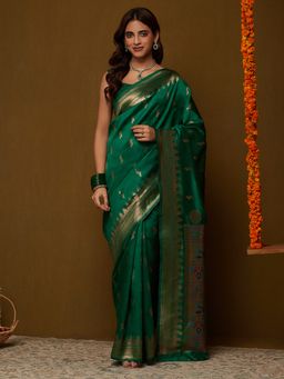Garden VARELI - Women's Green Art Silk Woven Design Saree