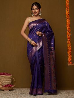 Garden VARELI - Women's Purple Art Silk Solid Saree