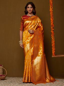 Garden VARELI - Women's Mustard Art Silk Woven Design Saree
