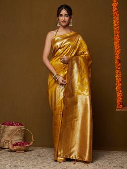 Garden VARELI - Women's Yellow Art Silk Ethnic Motifs Saree