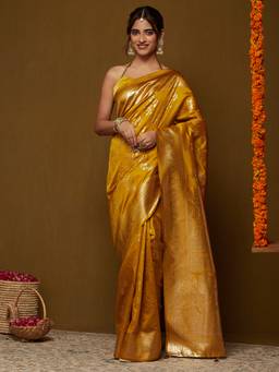 Garden VARELI - Women's Yellow Art Silk Ethnic Motifs Saree