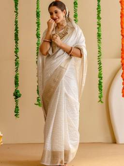 SATRANI - Women's Off White Silk Woven Saree