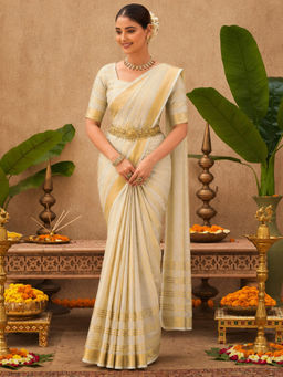 SATRANI - Women's Off-White Kota Doria Woven Saree
