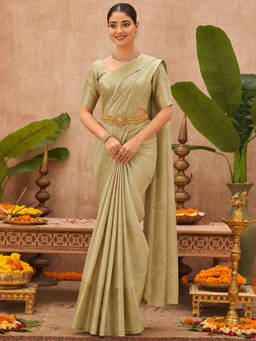 SATRANI - Women's Cream Silk Woven Saree