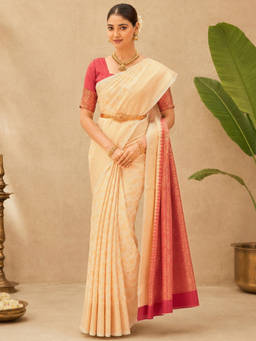 SATRANI - Women's Off-White Silk Woven Saree