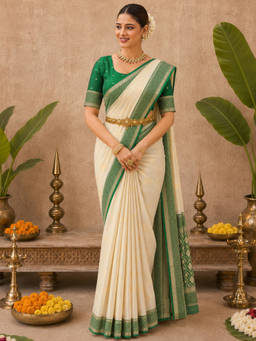 SATRANI - Women's Off-White Silk Woven Saree