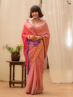 Suta - Women's Aboli Pink Cotton Acrylic Saree