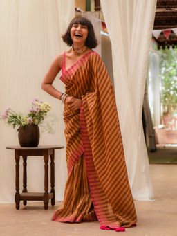 Suta - Women's Ulhas Mustard Cotton Tissue Saree