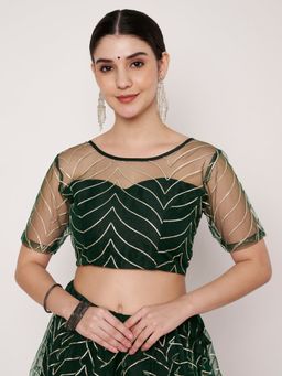 Studio Rasa - Green Net Gota Embellished Readymade Blouse