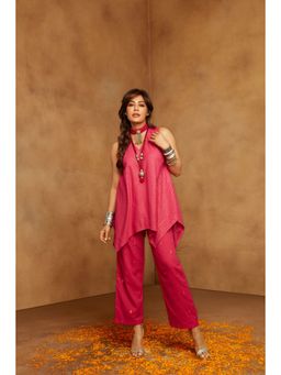 trueBrowns - Pink Gold Cotton Handkerchief Co-Ord Tunic & Pants (Set of 2)