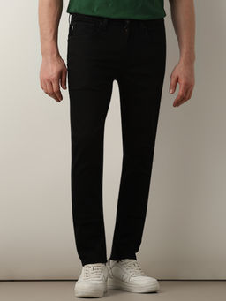 Selected - Black Mid Rise Leon Slim Fit Jeans