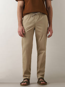 Selected - Beige Mid Rise Straight Fit Pant