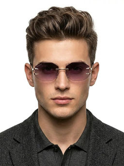 HASHTAG EYEWEAR - Unisex Talon Uv Protection Rimless Purple Lens Sunglasses