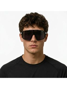 HASHTAG EYEWEAR - Unisex Bolt Uv Protection Half Rim Black Lens Sunglasses