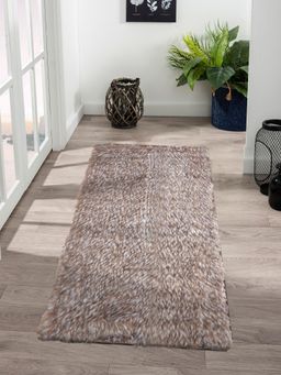 OBSESSIONS - Anti-Static Solid Acrylic Floor Runner, Brown and White