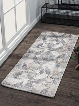 OBSESSIONS - Anti-Static Polypropylene and Polyester Floor Runner, Grey and Beige