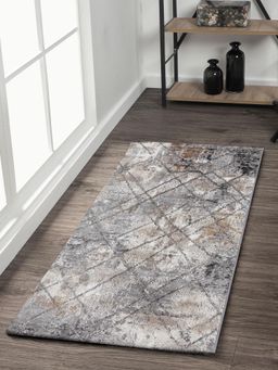 OBSESSIONS - Anti-Static Polypropylene and Polyester Floor Runner, Grey and Brown
