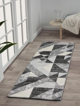 OBSESSIONS - Anti-Static Geometric Polypropylene Floor Runner, Charcoal