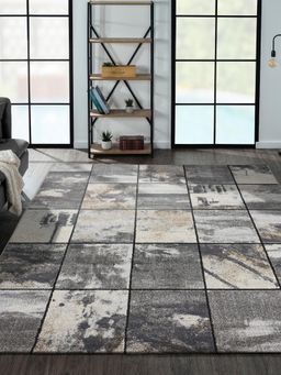 OBSESSIONS - Geometric Polypropylene Carpet, Grey