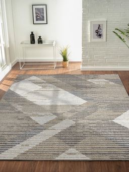 OBSESSIONS - Geometric Polypropylene Carpet, Beige and Grey
