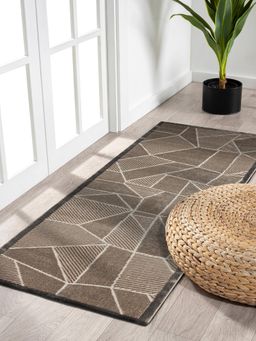 OBSESSIONS - Anti-Static Geometric Polyester Floor Runner, Beige