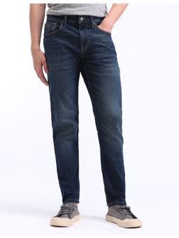 Flying Machine - Navy Blue Slash Slim Tapered Jeans