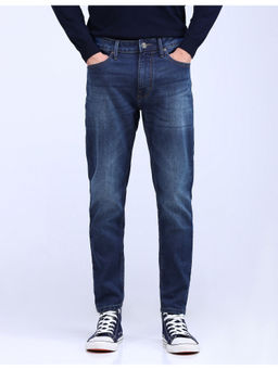 Flying Machine - Navy Blue Mankle Relax Tapered Fit Stone Wash Jeans
