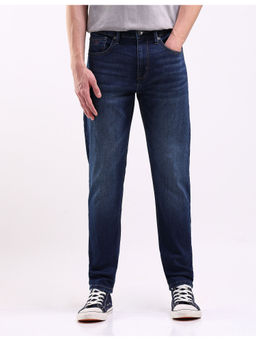 Flying Machine - Navy Blue Slash Slim Tapered Stone Wash Jeans