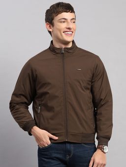 Monte Carlo - Men's Regular Fit Solid Zipper Full Sleeve Brown Jacket