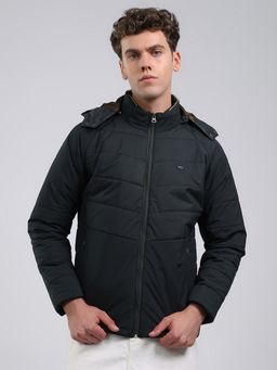 Monte Carlo - Men's Regular Fit Solid Zipper Full Sleeve Black Jacket